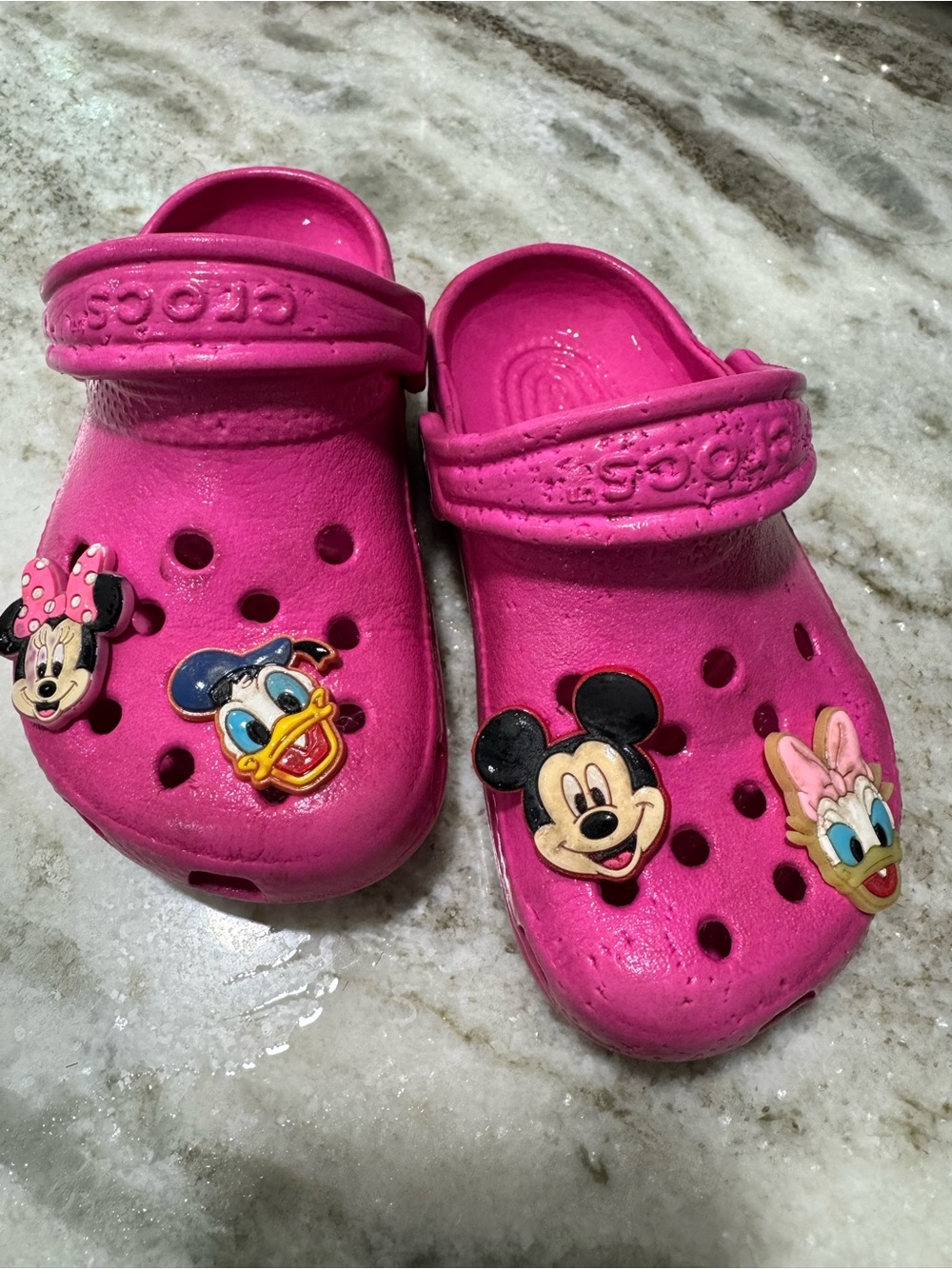 Kids Pink Cross Shoes with Disney Character Charms
